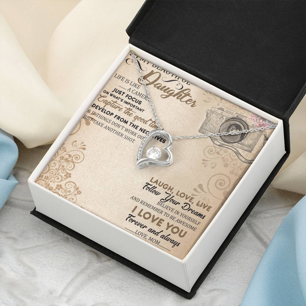 To My Beautiful Daughter Necklace To Daughter From Dad Gift Dad And Daughter Never Forget I Love You Gift From Dad Forever Love Necklace
