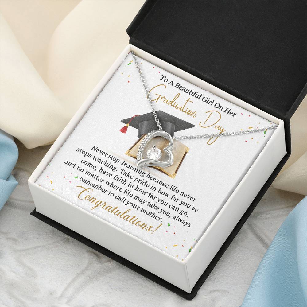 To A Beautiful Girl On Her Graduation Day. Congratulation!!! Forever Love Necklace
