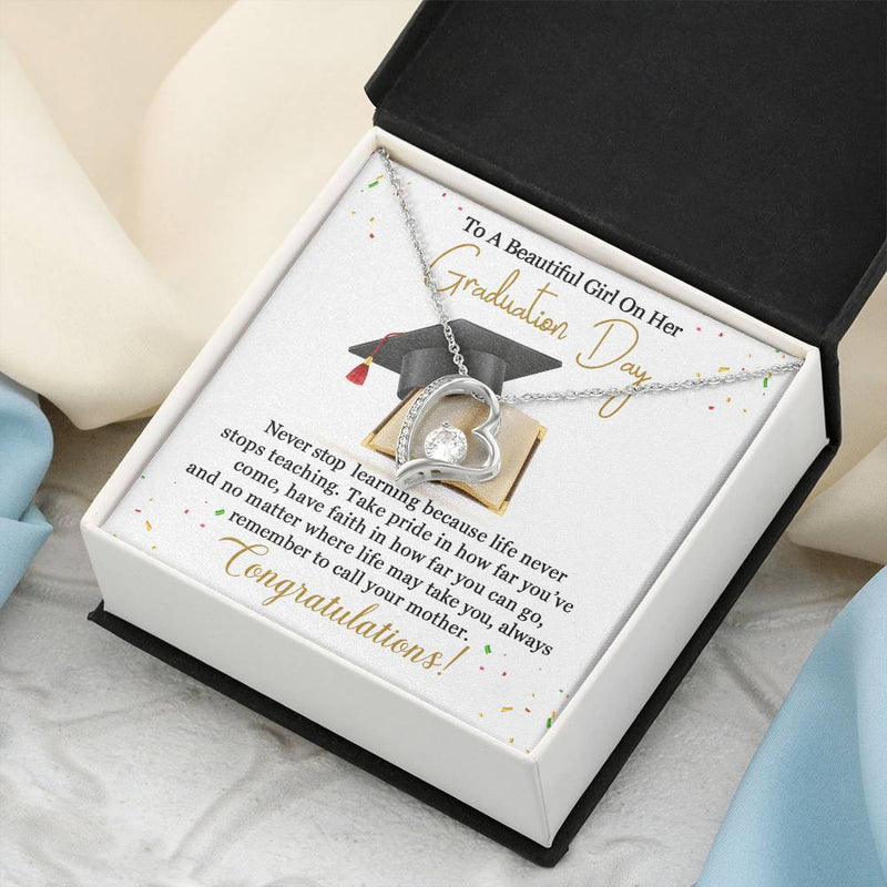To A Beautiful Girl On Her Graduation Day. Congratulation!!! Forever Love Necklace