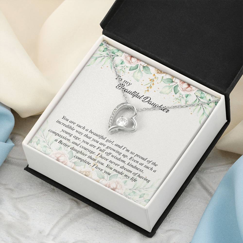 To My Beautiful Daughter Gift For Daughter From Mom Daughter's Birthday Daughter's Graduation Daughter Forever Love Necklace