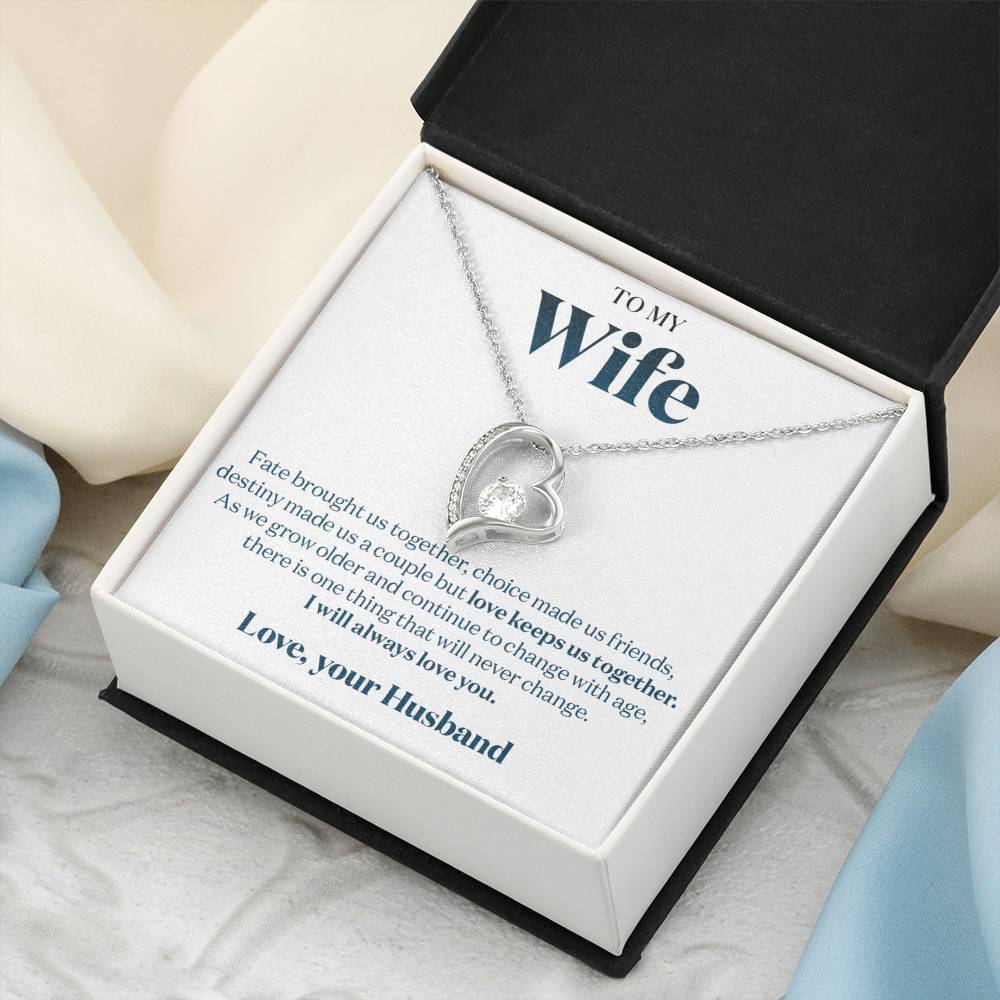 To My Stunning Wife My Love For You Will Never Change Message Card Gift Forever Love Necklace