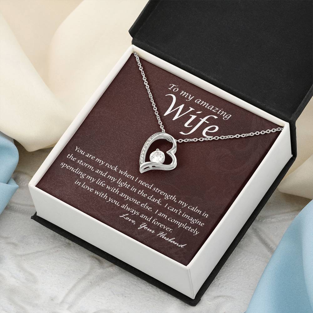 Wife You Are My Rock Heart Necklace Forever Love Necklace