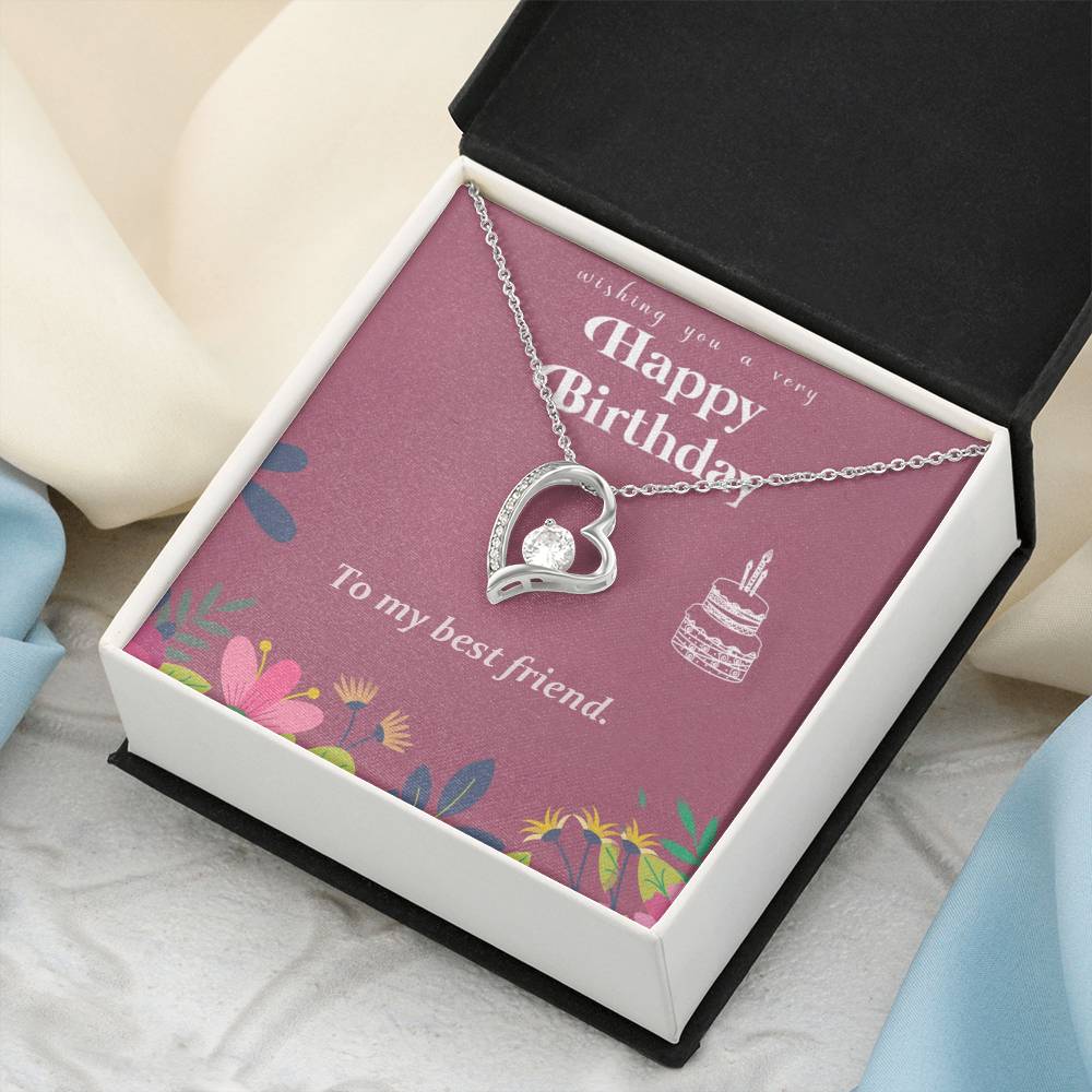 Happy Birthday - To My Best Friend - 925 Sterling Silver Pendant Forever Love Necklace
