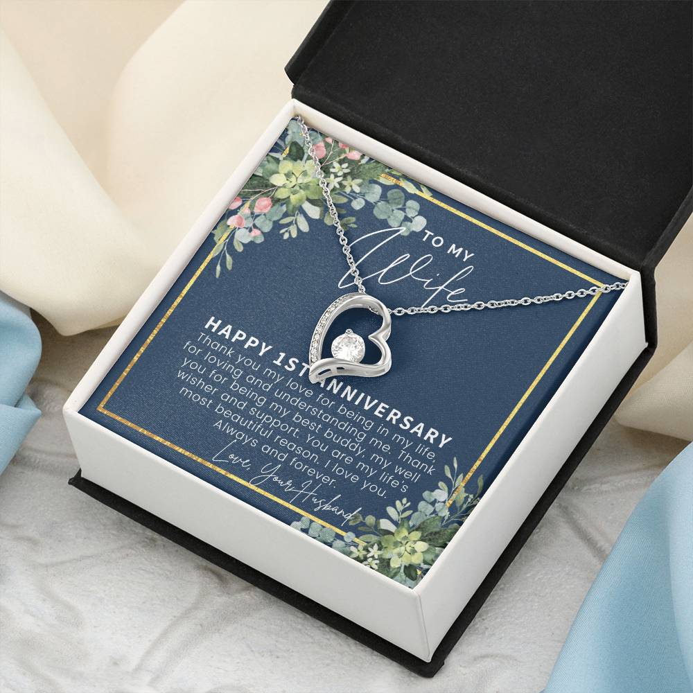 One Year Anniversary Gifts First Anniversary Gift For Her 1st Wedding Anniversary Gift For Wife First Year Anniversary Forever Love Necklace