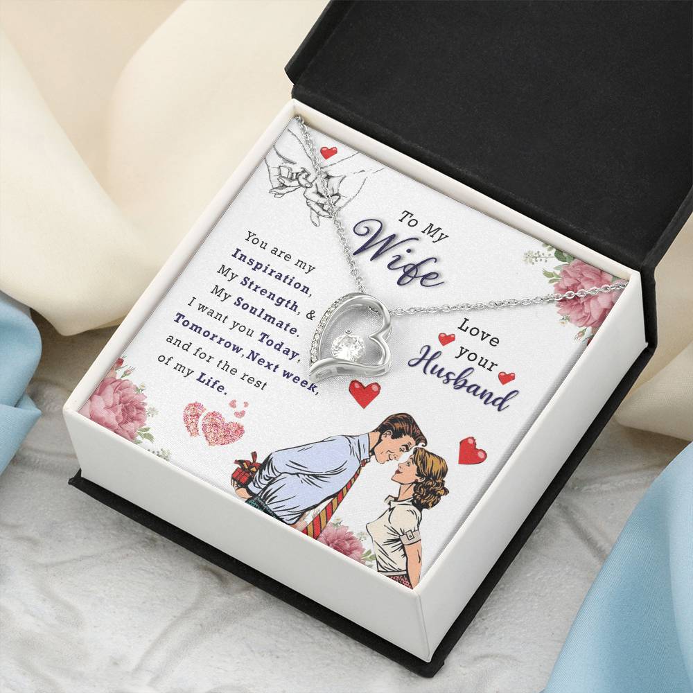 Wife Birthday Necklace Husband To Wife Necklace Necklace Present For Wife Jewelry For My Wife Forever Love Necklace