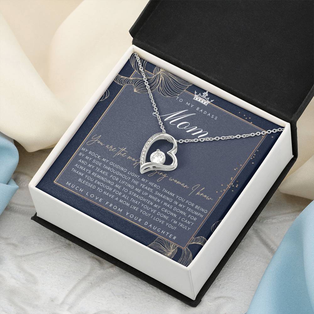 Badass Mom Gift To My Badass Mom Necklace Mother’s Day Gift Daughter To Mom Gift Gift From Daughter To Mom On Wedding Day Mom Gift Forever Love Necklace