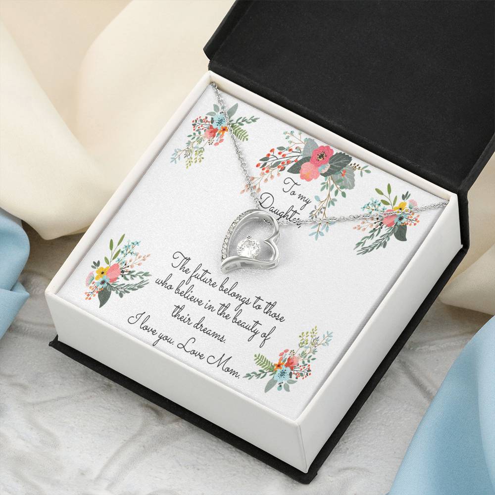 To My Daughter I Love You Mother's Day Sunflower Necklace Daughter Gift From Mom Mom To Daughter Forever Love Necklace