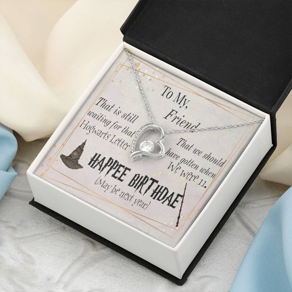 Happee Birthade Gift To Friends Who Is Potterhead Hp Themed Gift Idea. Perfect Gift For Hp Lover. Hp Themed Birthday Wish Card With Gift Necklace Forever Love Necklace