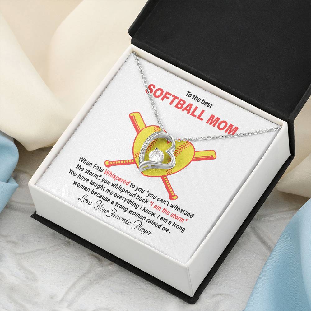 To The Best Softball Mom Mother&#39;s Day Gift Forever Love Necklace