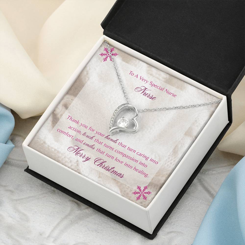 Merry Christmas To A Special Nurse 14K Gold Necklace Forever Love Necklace