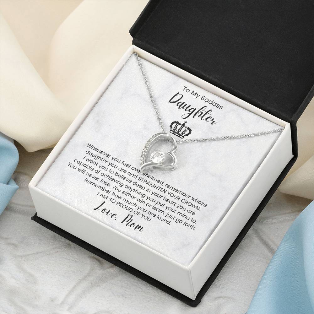 To My Badass Daughter Gift For Daughter Birthday Luxe Crown Necklace Gift Set Badass Daughter Gift Forever Love Necklace