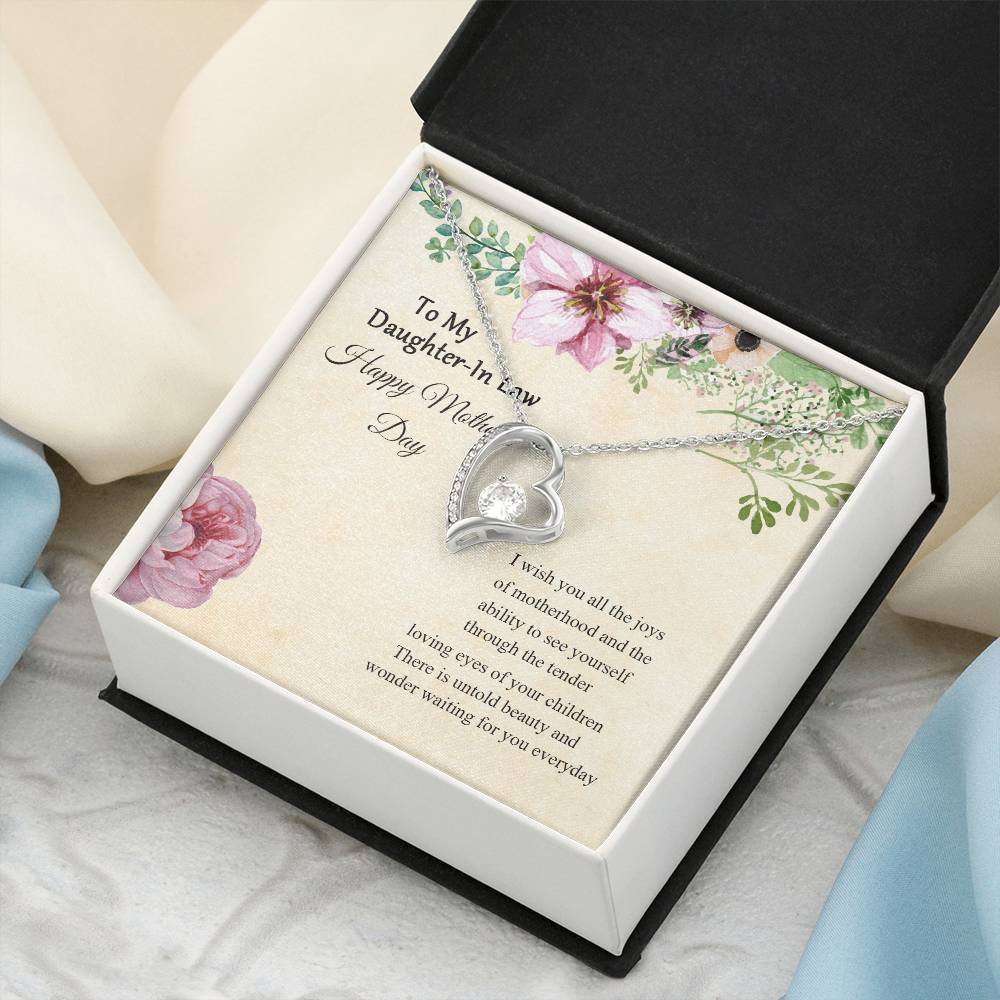 To My Daughter In Law Mother's Day Gift For Daughterinlaw New Mom Necklace Daughter Gift For Happy Mother's Day Forever Love Necklace
