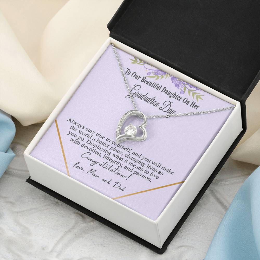 Class Of 2022 Graduation Message Card Necklace For Daughter Forever Love Necklace