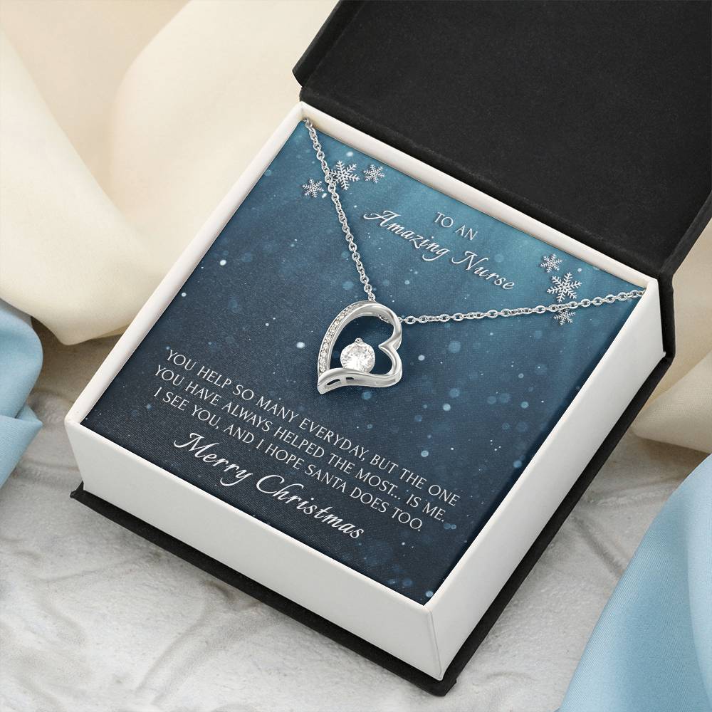 Merry Christmas To An Amazing Nurse 14K Gold Necklace Forever Love Necklace