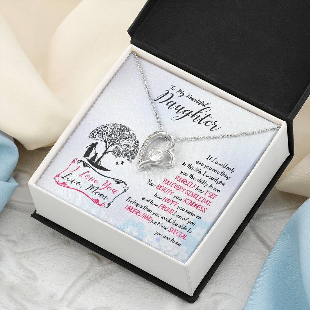 To My Beautiful Daughter I Love You Forever Love Necklace