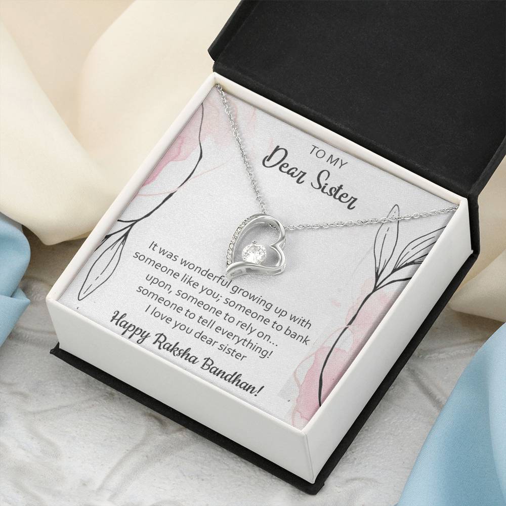 To My Sister - Happy Raksha Bandhan - 925 Sterling Silver Pendant Forever Love Necklace