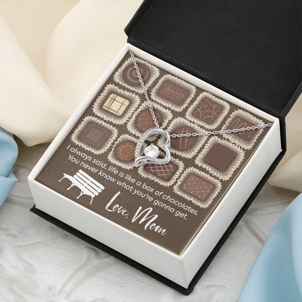 Life Is Like A Box Of Chocolate Love Mom Gift For Daughter From Mom Daughter’s Birthday Gift Mother To Daughter Birthday Gift Forever Love Necklace
