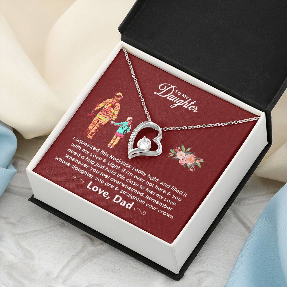 Firefighter&#39;s Daughter Gift For Daughter From Firefighter Dad Firefighter Daughter Necklace Forever Love Necklace