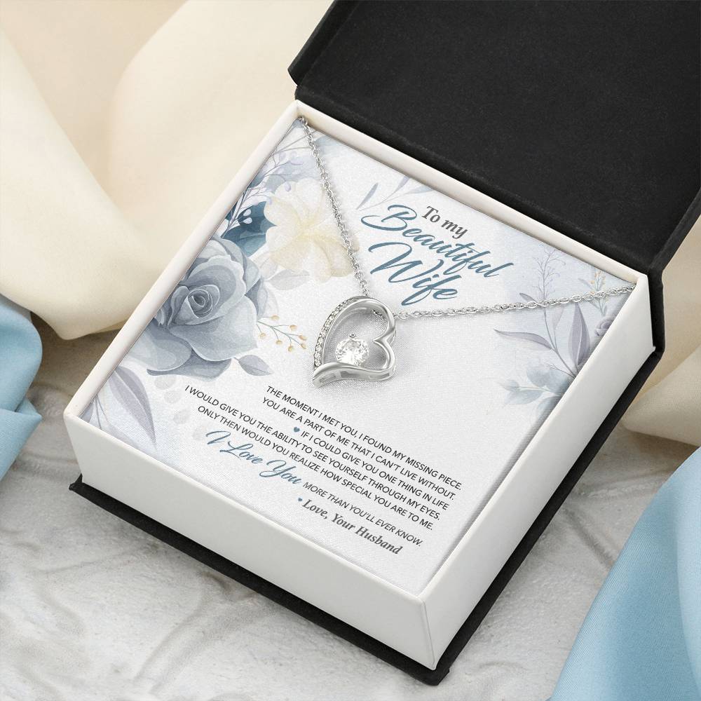 To My Beautiful Wife My Missing Piece Necklace Forever Love Necklace