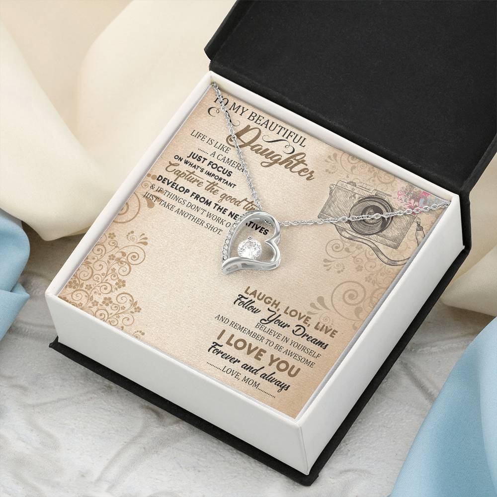 To My Beautiful Daughter Straighten Your Crown Necklace Mom Daughter Necklace Daughter Birthday Gift Daughter Graduation Forever Love Necklace