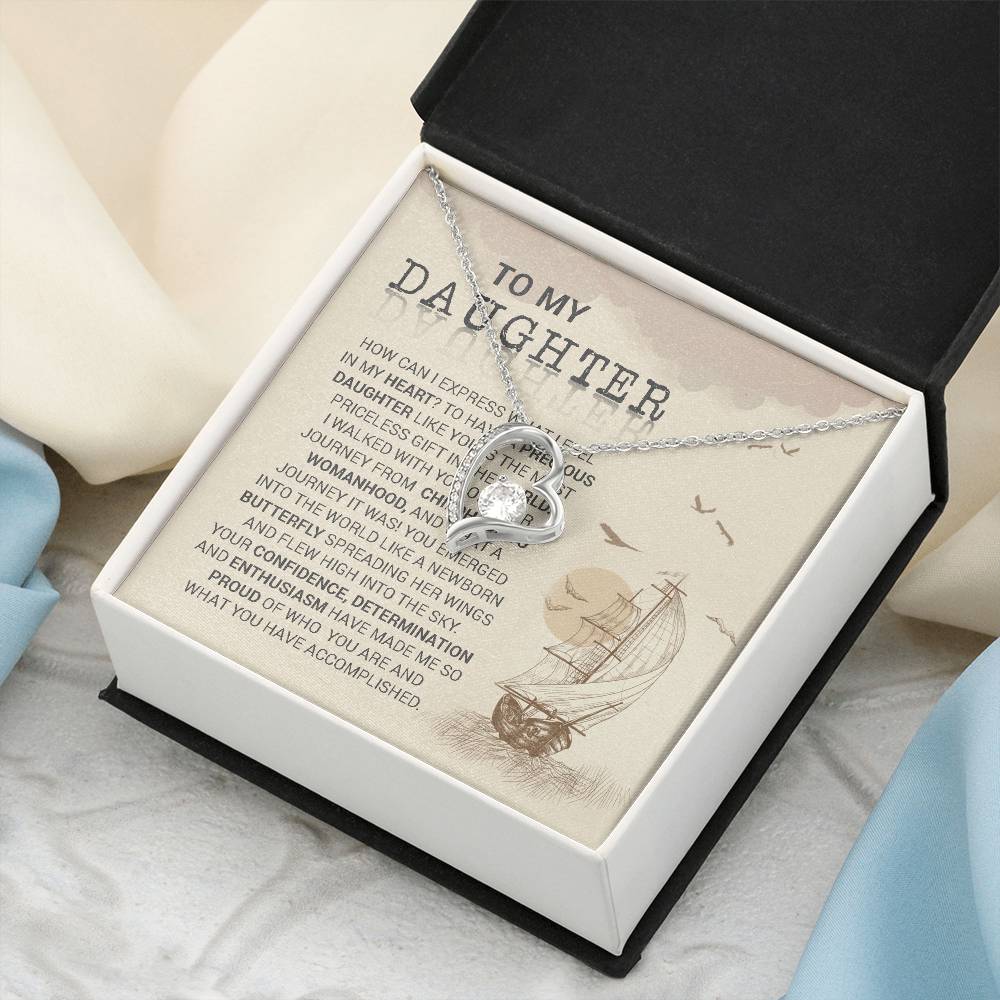 To My Daughter Love Mum White Gold Necklace Forever Love Necklace