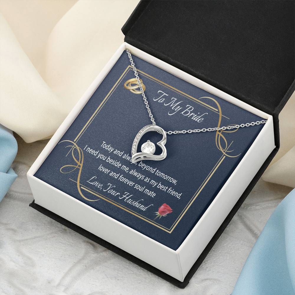To My Bride Heart Necklace Forever Love Necklace For Wife Message Card Jewelry For Wife Anniversary Birthday Wedding Gift For Wife Forever Love Necklace