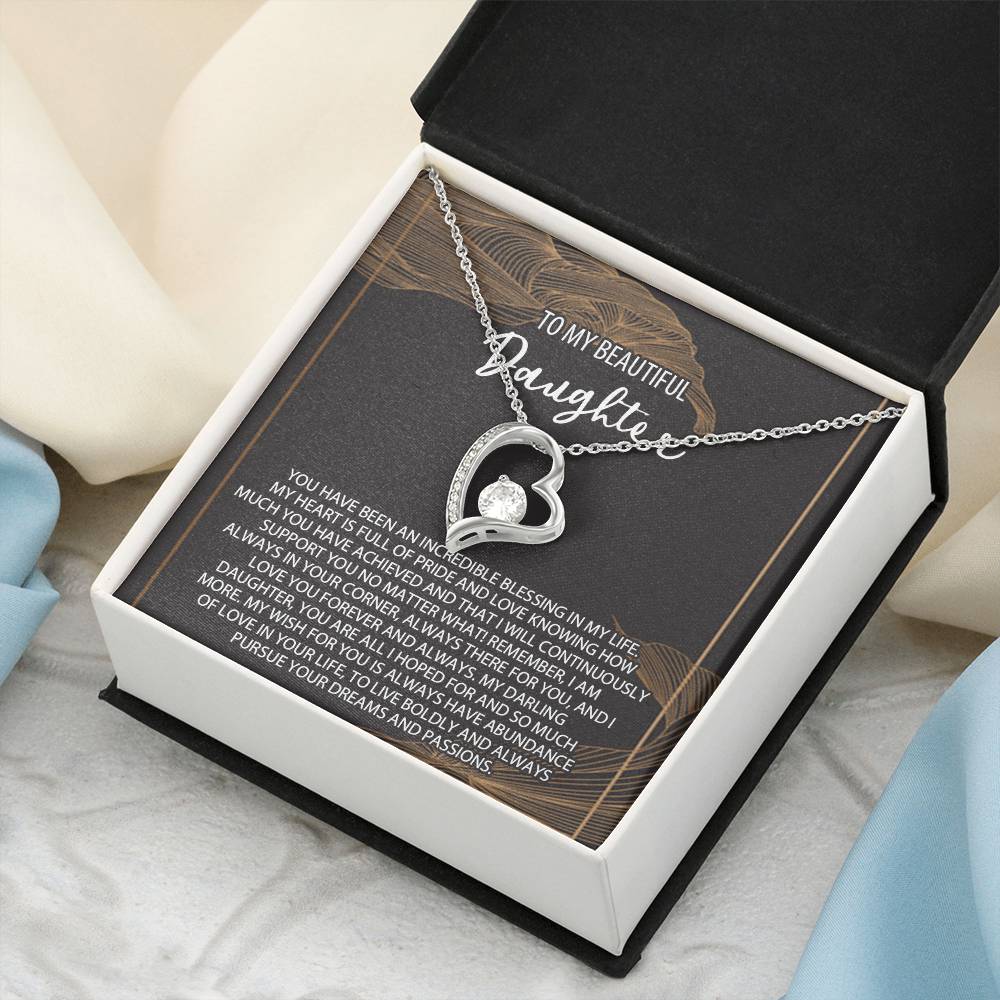 Daughter Necklace Gift Daughter Birthday Necklace To My Beautiful Daughter Forever Love Necklacedaughter Gift From Mom Daughter Forever Love Necklace