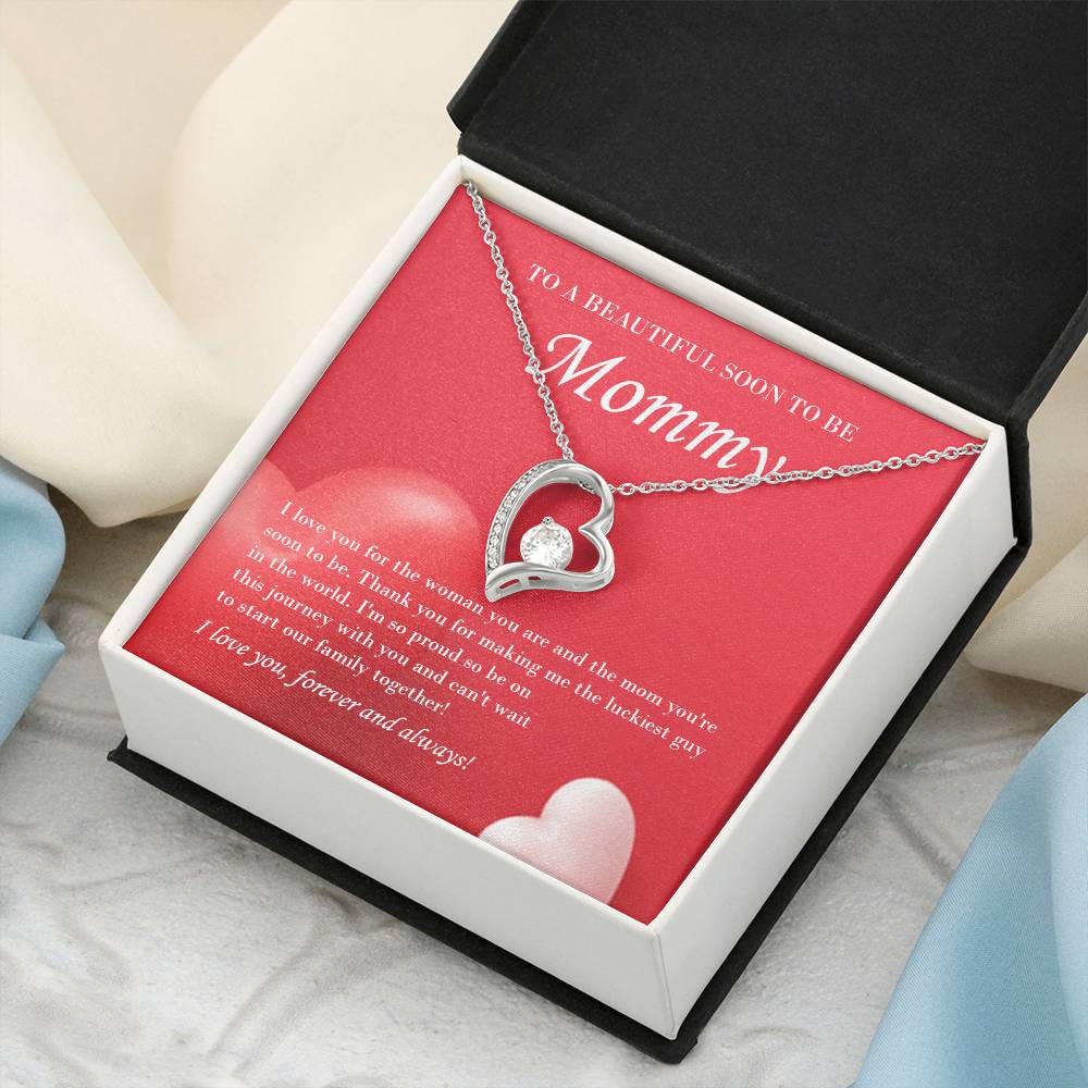 Mom To Be Valentine&#39;s Necklace From Baby Bump And Husband First Time Mommy Soon To Be Mother Jewelry Pregnant Valentine&#39;s Present Forever Love Necklace