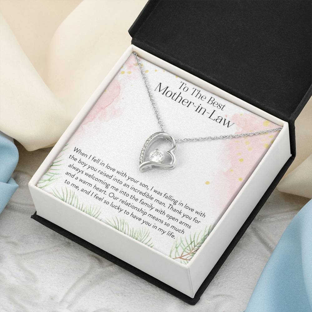 To My Mother-In-Law - Thank You For Always Welcoming Me Into The Family - Gift For Future Mom-In-Law - Necklace Mother In Law Thank You Gift Forever Love Necklace