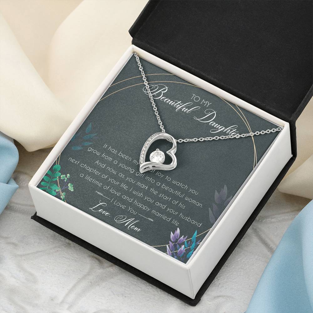To My Beautiful Daughter Birthday Message Card Gift From Mom Mom To Daughter Gift Mom And Daughter Always Remember Forever Love Necklace