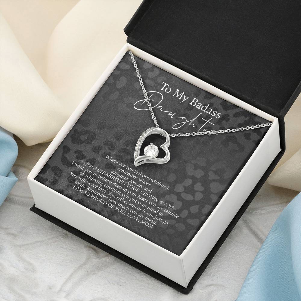 To My Badass Daughter Necklace From Mom 21St Birthday Daughter Gift - Daughter Gift Necklace Daughter Birthday Gift Gift For Daughter Daughter Forever Love Necklace