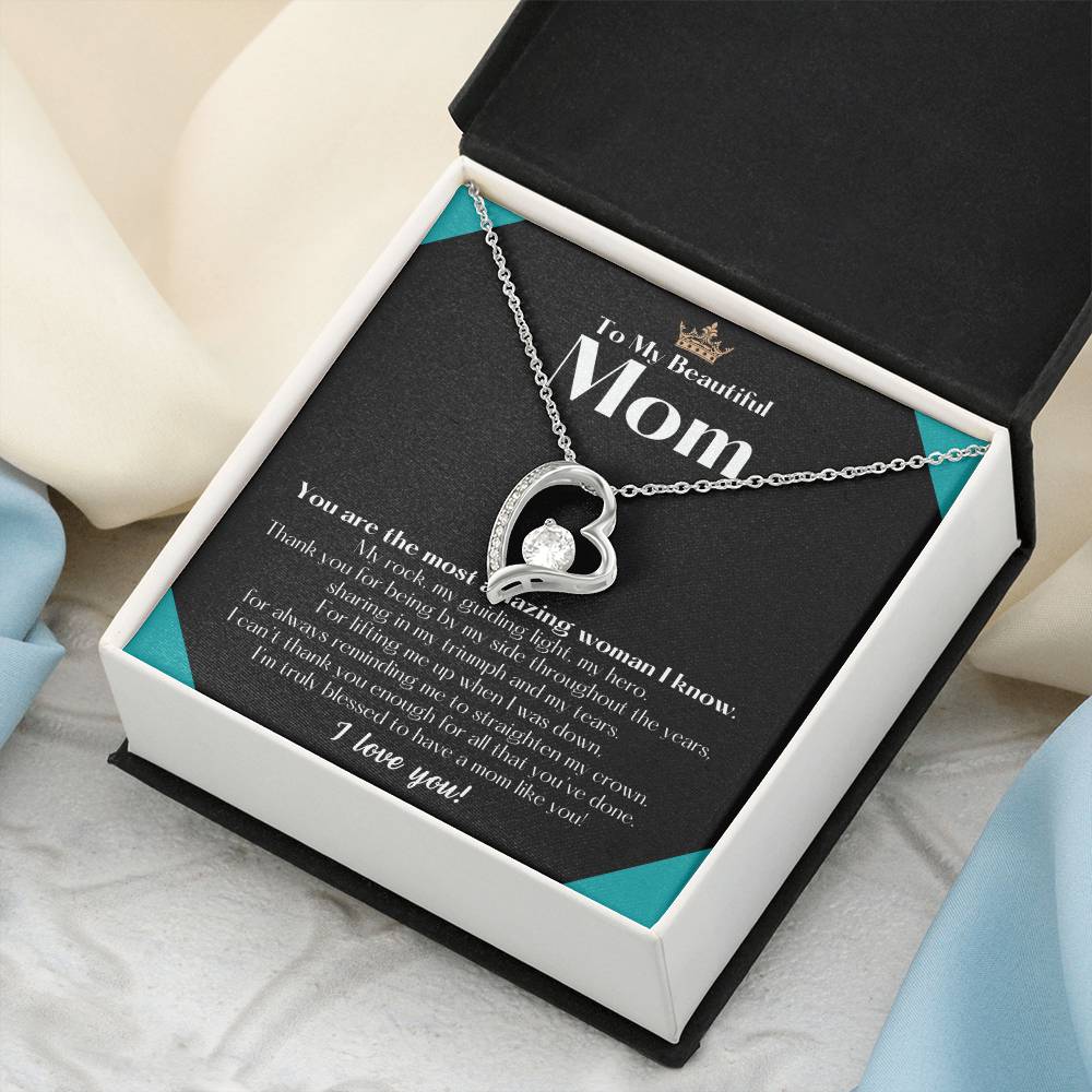 To My Beautiful Mom Necklace Badass Mom Gift Mother’s Day Gift Birthday Gift Gift From Daughter On Wedding Day Forever Love Necklace