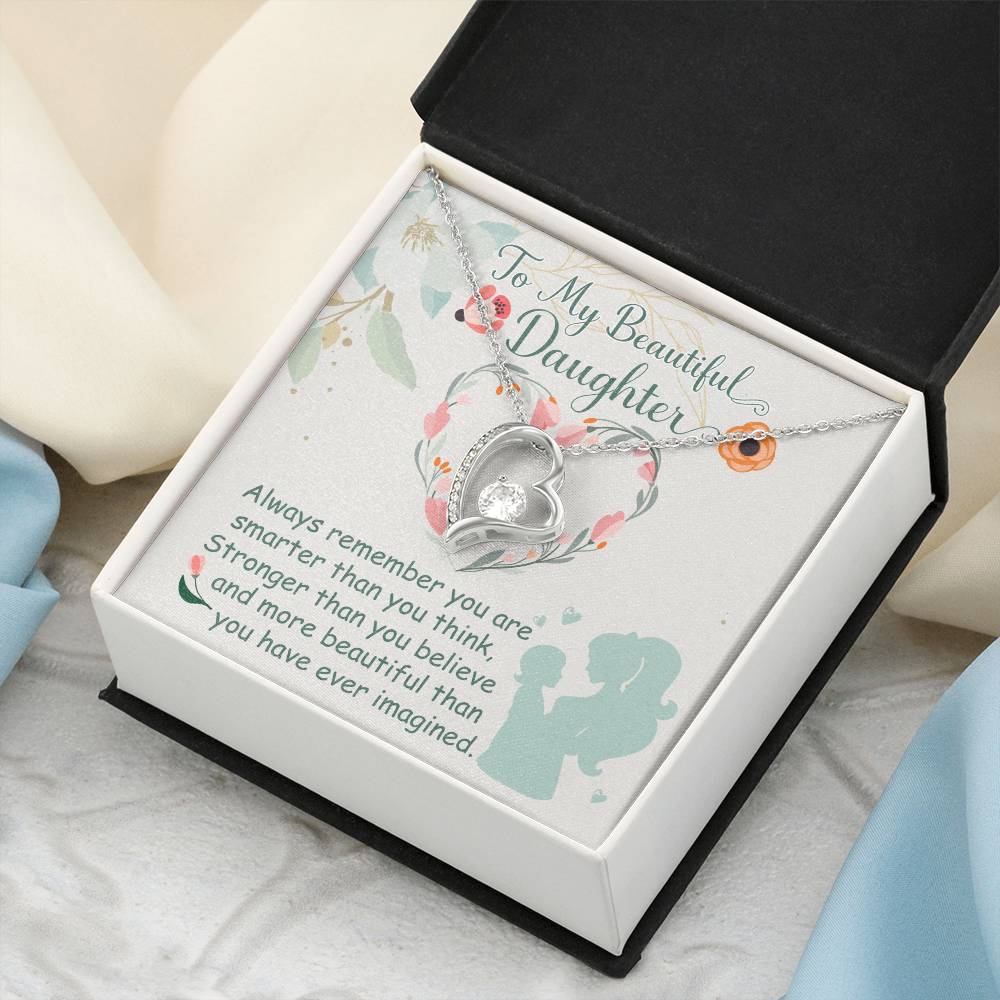 To My Beautiful Daughter Necklace To Daughter From Mom Mom And Daughter Gift Valentine's Mother's Day Daughter Forever Love Necklace