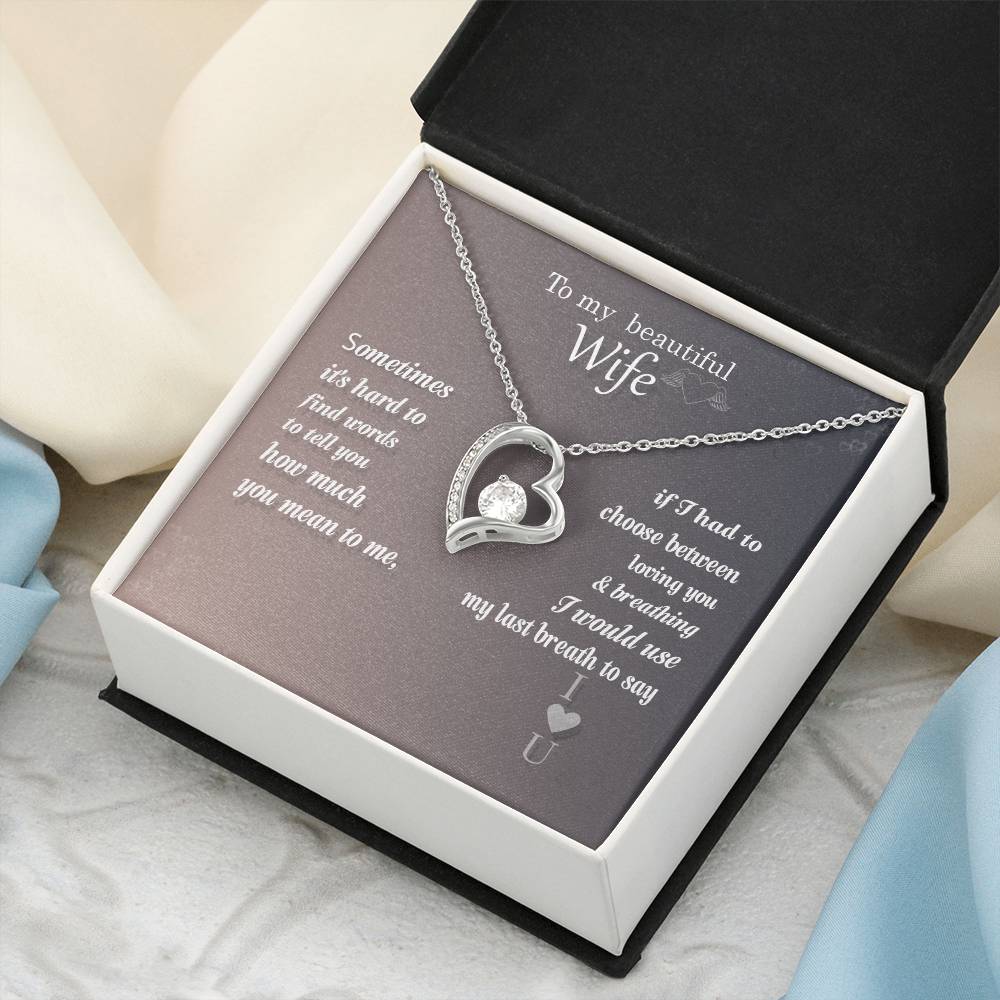 To My Beautiful Wife Anniversary Necklace For Wife 14k White Gold And 18k Yellow Gold 1 Forever Love Necklace