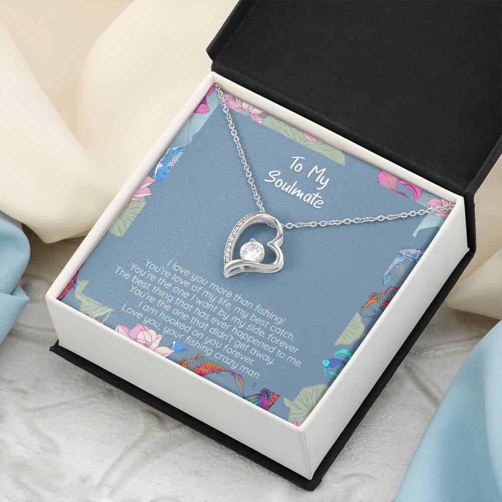 I Love You More Than Fishing 14k White Gold Or 18k Yellow Gold Finish Crystal Pendant Necklace Forever Love Necklace