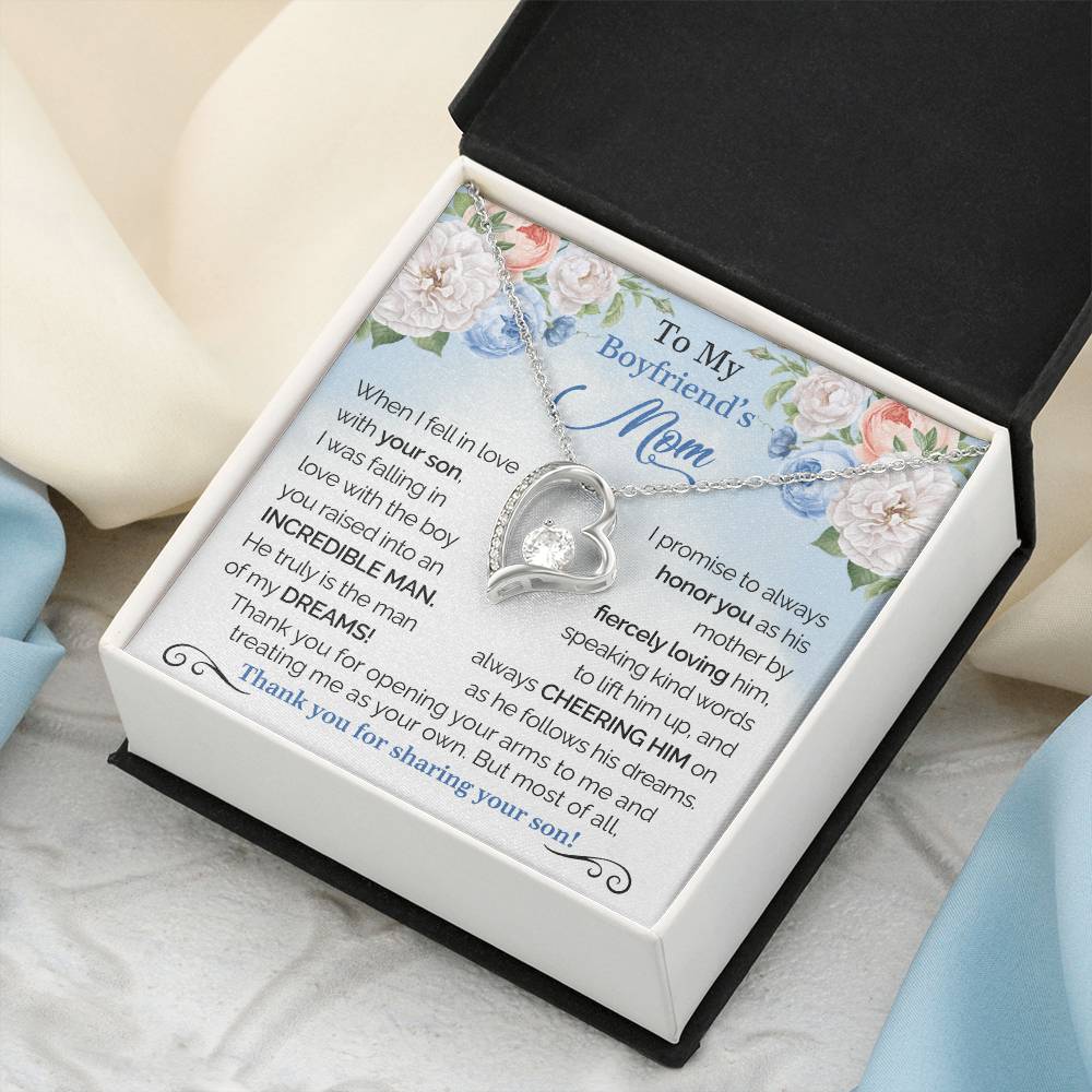 To My Boyfriend&#39;s Mom - Thank You For Sharing Your Son Forever Love Necklace