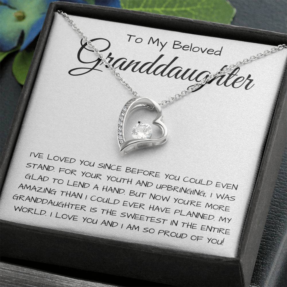 To My Beloved Granddaughter Forever Love Necklace  I Was Glad To Lend A Hand Forever Love Necklace