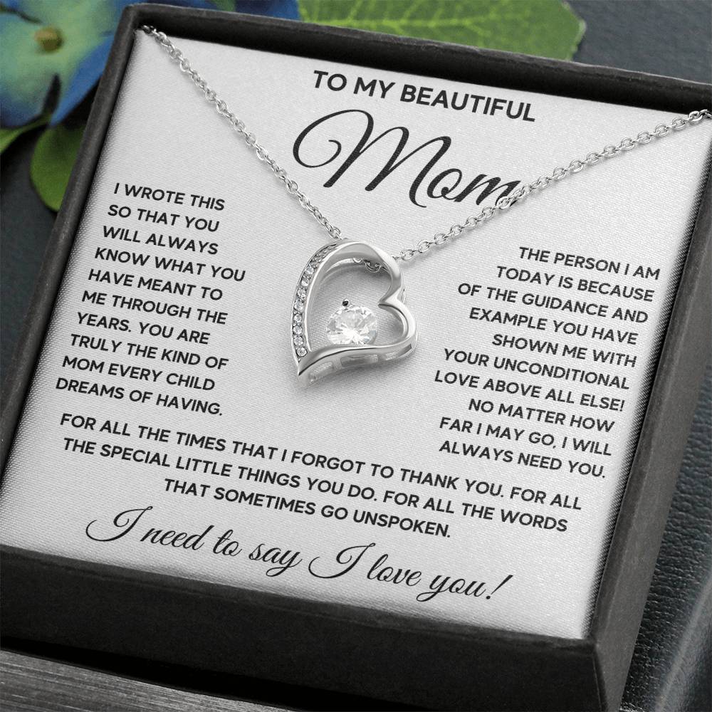 To My Mom Dreams Forever Love Necklace Gift Set Forever Love Necklace