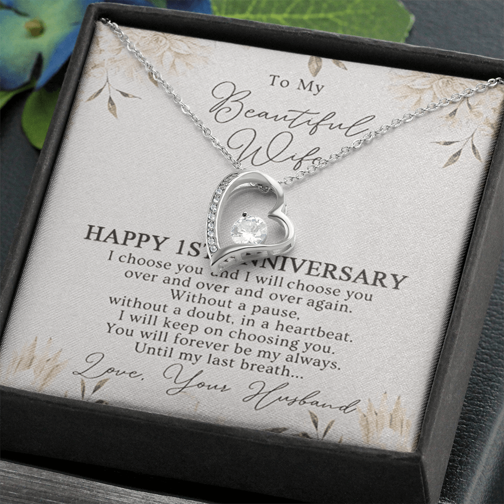1St Anniversary Necklace Gift For Wife 1 Year Wedding Jewelry Gift For Her 1St Wedding Anniversary Wife Gift  1 Year Anniversary Wedding Present Forever Love Necklace