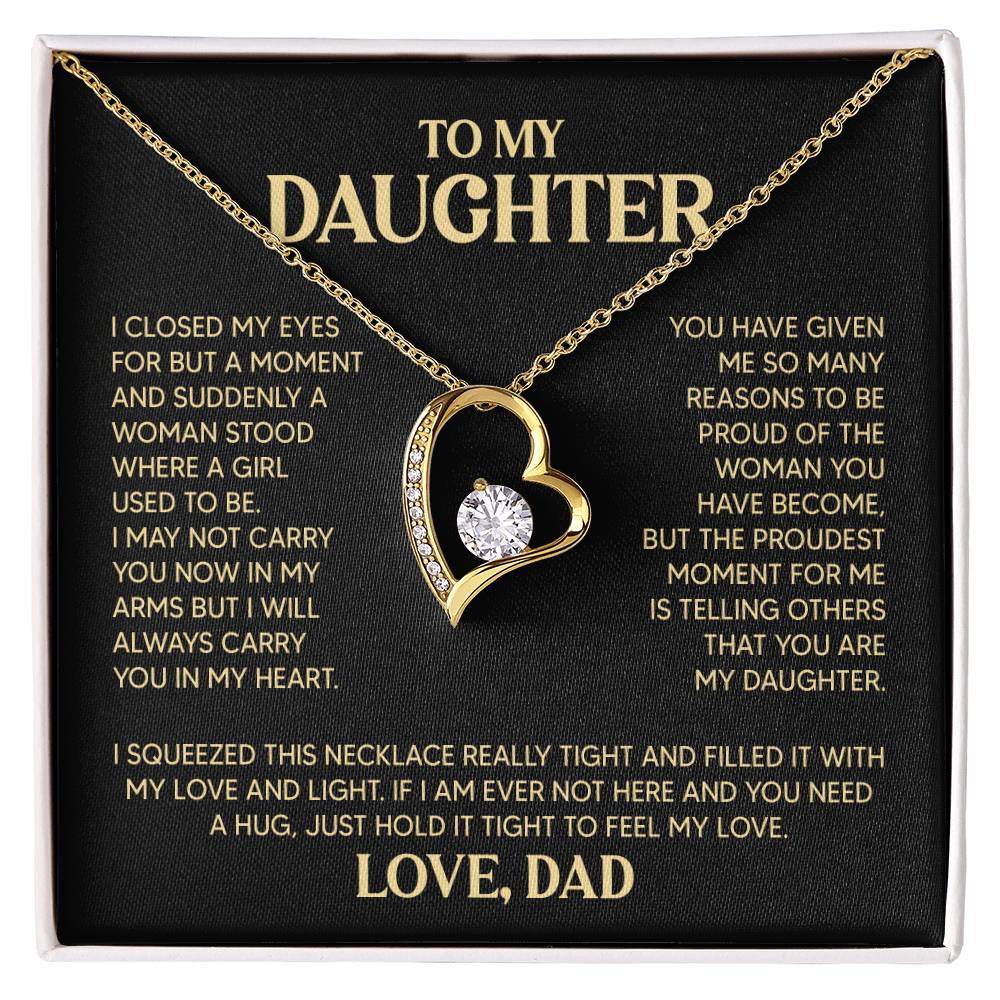 Daughter Heart Necklace  Love Dad Forever Love Necklace