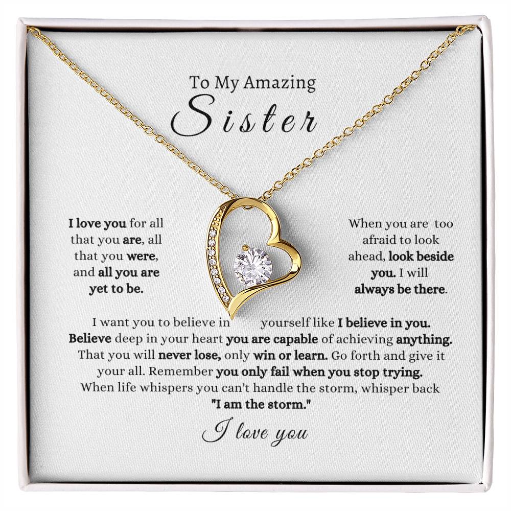 Sister  Strength  I Love You Forever Love Necklace