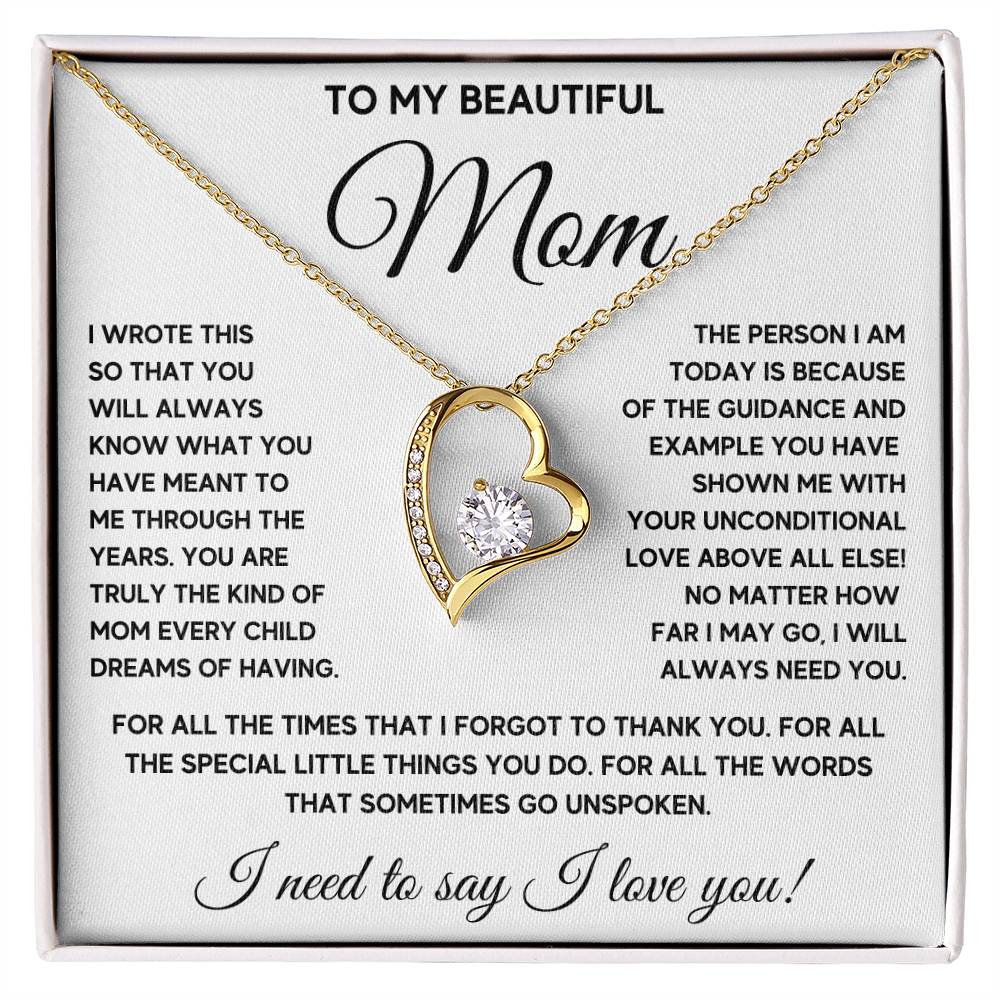 To My Mom Dreams Forever Love Necklace Gift Set Forever Love Necklace