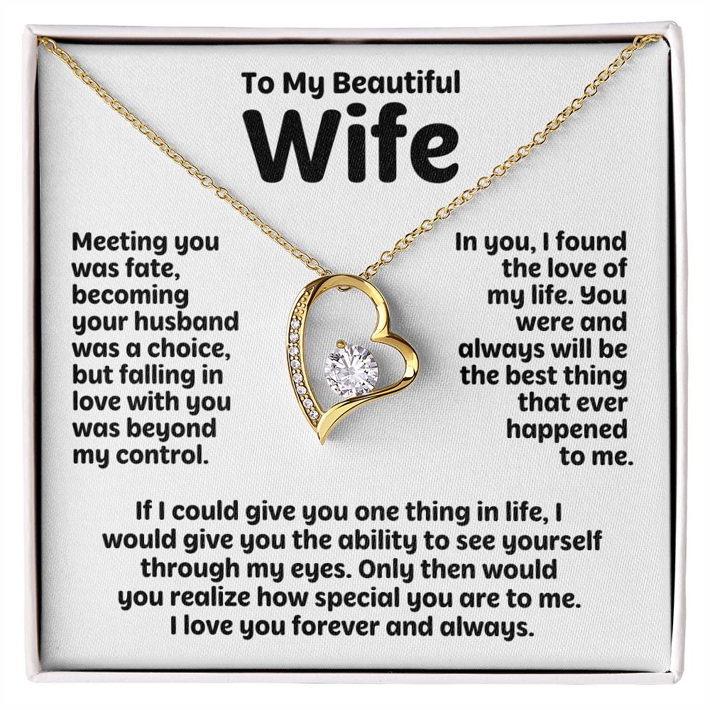 To My Beautiful Wife - Meeting You Was Fate - Forever Love Necklace