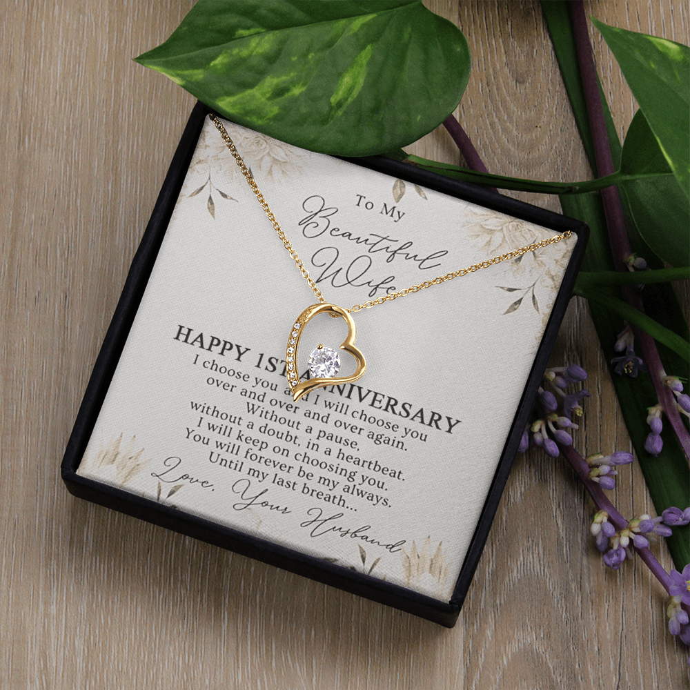 1St Anniversary Necklace Gift For Wife 1 Year Wedding Jewelry Gift For Her 1St Wedding Anniversary Wife Gift  1 Year Anniversary Wedding Present Forever Love Necklace