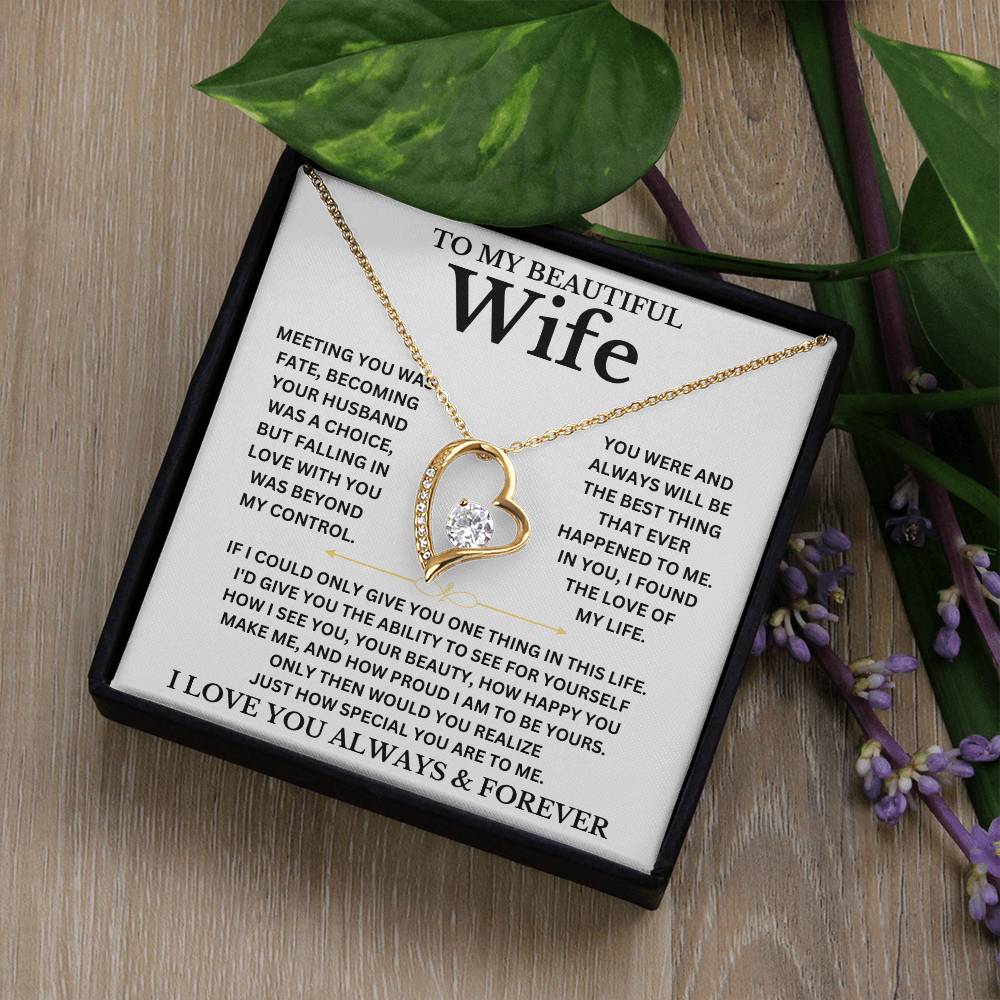 To My Beautiful Wife - Personalizable Necklace Gift Set Forever Love Necklace