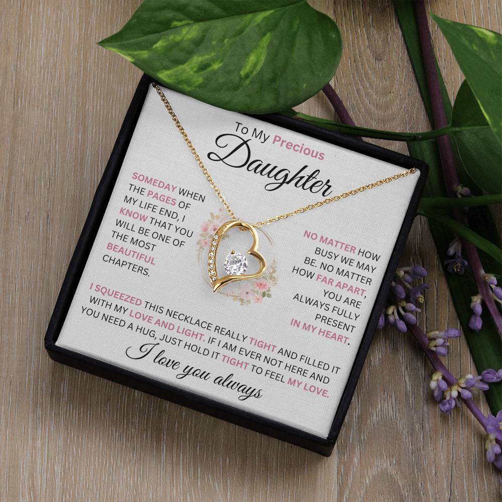 To My Daughter No Matter How Busy... Love You Heart Necklace Forever Love Necklace