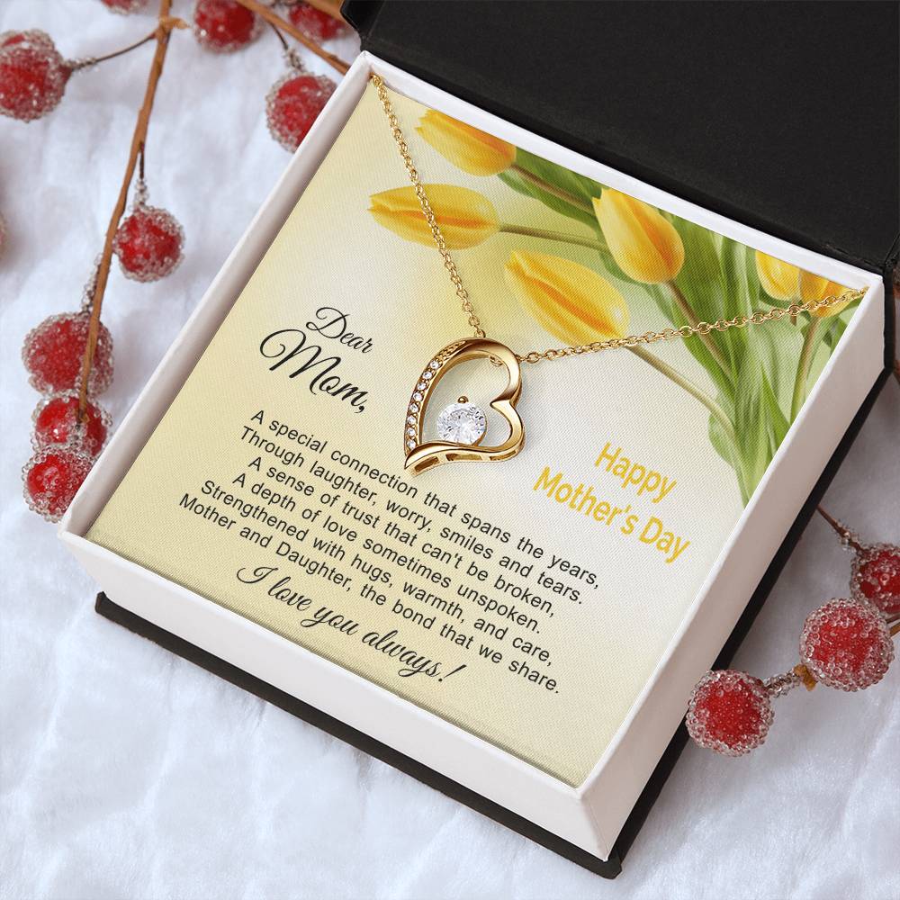 The Bond That We Share - Mother And Daughter Forever Love Heart Necklace Gold Silver Forever Love Necklace