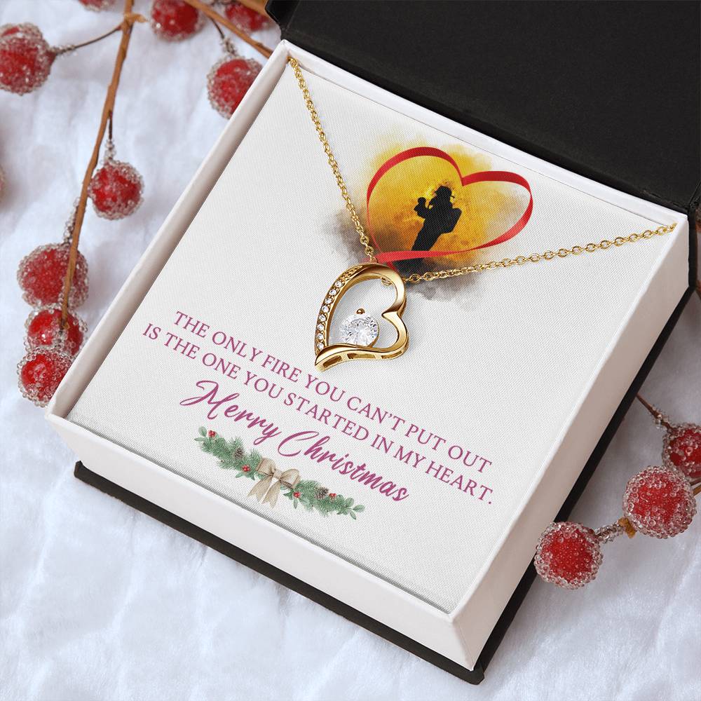 Merry Christmas To My Firefighter 14k Gold Necklace Forever Love Necklace