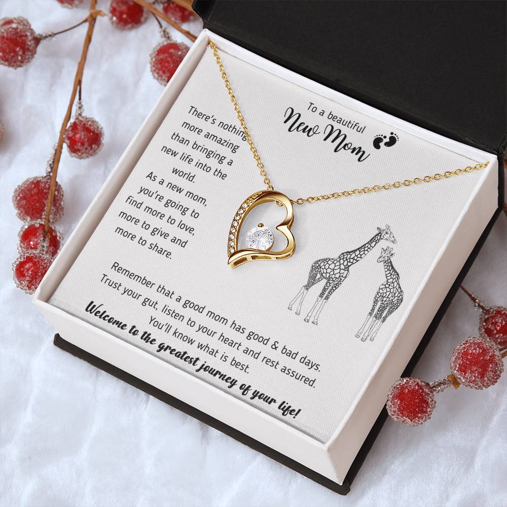 The Most Meaningful Gift For A New Mom Giraffe Necklace New Mom Mother's Day Gift First Time Mom Gift New Mom Gift Forever Love Necklace