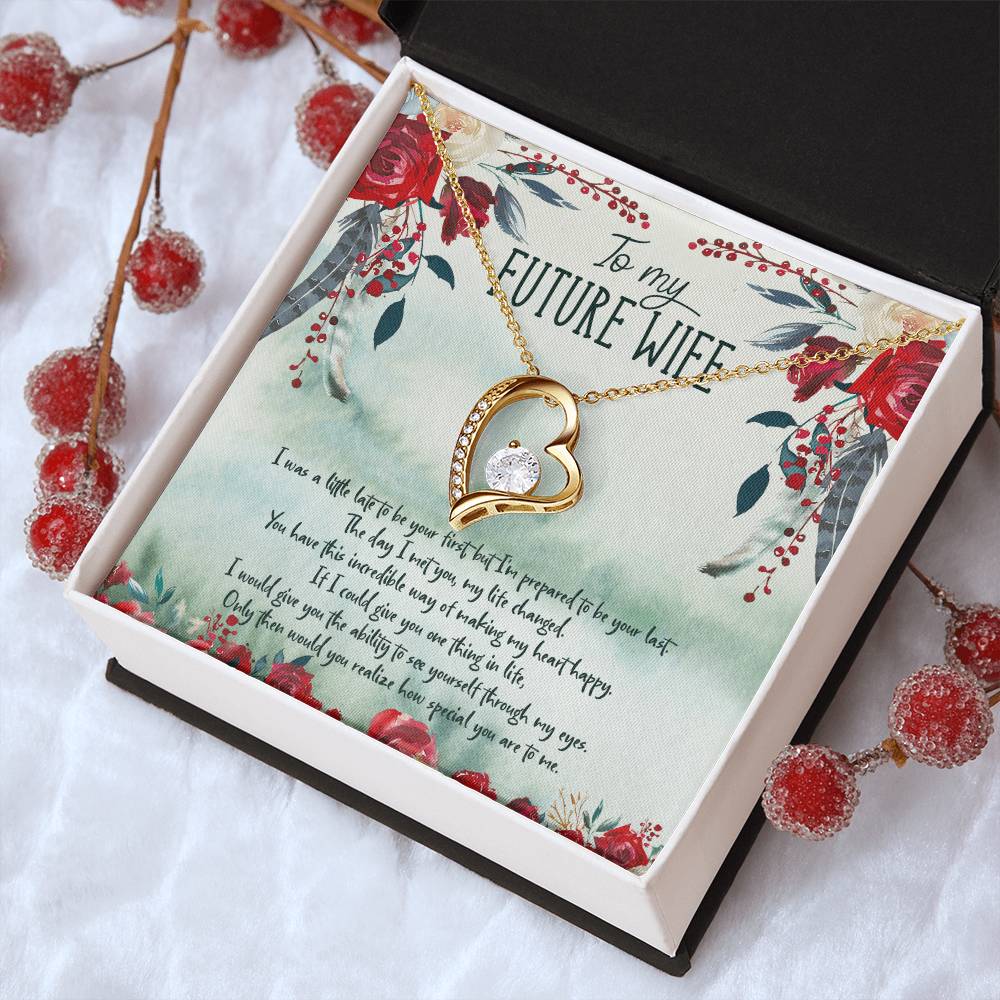 To My Future Wife Heart Necklace With Customize Romantic Message Card Forever Love Necklace